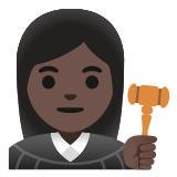 👩🏿‍⚖️ Женщина-Судья: Очень Темный Тон Кожи, смайлик от Google