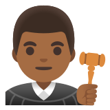 👨🏾‍⚖️ Man Judge: Medium-Dark Skin Tone, Emoji by Google