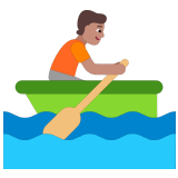 🚣🏽 Person Rowing Boat: Medium Skin Tone, Emoji by Microsoft