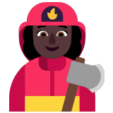 👩🏿‍🚒 Woman Firefighter: Dark Skin Tone, Emoji by Microsoft