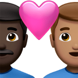 👨🏿‍❤️‍👨🏽 Couple with Heart: Man, Man, Dark Skin Tone, Medium Skin Tone, Emoji by Apple