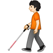 🧑🏻‍🦯 Person with White Cane: Light Skin Tone, Emoji by Samsung