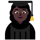 👩🏿‍🎓 Woman Student: Dark Skin Tone, Emoji by Microsoft