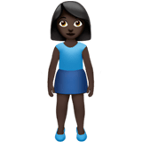 🧍🏿‍♀️ Woman Standing: Dark Skin Tone, Emoji by Apple