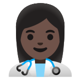 👩🏿‍⚕️ Woman Health Worker: Dark Skin Tone, Emoji by Google