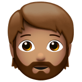 🧔🏽 Person: Medium Skin Tone, Beard, Emoji by Apple