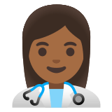 👩🏾‍⚕️ Woman Health Worker: Medium-Dark Skin Tone, Emoji by Google