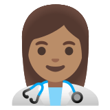 👩🏽‍⚕️ Woman Health Worker: Medium Skin Tone, Emoji by Google