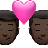 👨🏿‍❤️‍💋‍👨🏿 Kiss: Man, Man, Dark Skin Tone, Emoji by Apple