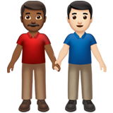 👨🏾‍🤝‍👨🏻 Händchen Haltende Männer: Mitteldunkle Hautfarbe, Helle Hautfarbe Emoji von Apple