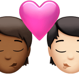 🧑🏾‍❤️‍💋‍🧑🏻 Kiss: Person, Person, Medium-Dark Skin Tone, Light Skin Tone, Emoji by Apple