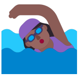 🏊🏾‍♀️ Woman Swimming: Medium-Dark Skin Tone, Emoji by Microsoft