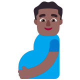 🫃🏾 Pregnant Man: Medium-Dark Skin Tone, Emoji by Microsoft