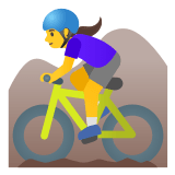 🚵‍♀️ Woman Mountain Biking, Emoji by Google