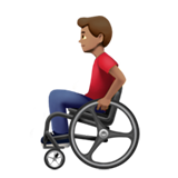 👨🏽‍🦽 Man in Manual Wheelchair: Medium Skin Tone, Emoji by Apple