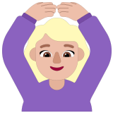 🙆🏼‍♀️ Frau Mit Händen Auf Dem Kopf: Mittelhelle Hautfarbe Emoji von Microsoft