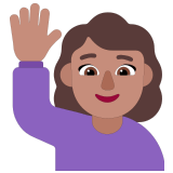 🙋🏽‍♀️ Femme Qui Lève La Main : Peau Légèrement Mate Emoji par Microsoft