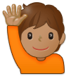 🙋🏽 Person Raising Hand: Medium Skin Tone, Emoji by Samsung