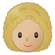 👩🏼‍🦱 Woman: Medium-Light Skin Tone, Curly Hair, Emoji by Samsung