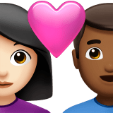 👩🏻‍❤️‍👨🏾 Couple with Heart: Woman, Man, Light Skin Tone, Medium-Dark Skin Tone, Emoji by Apple