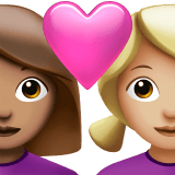 👩🏽‍❤️‍👩🏼 Couple with Heart: Woman, Woman, Medium Skin Tone, Medium-Light Skin Tone, Emoji by Apple