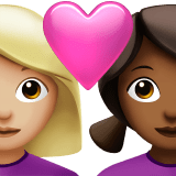 👩🏼‍❤️‍👩🏾 Couple with Heart: Woman, Woman, Medium-Light Skin Tone, Medium-Dark Skin Tone, Emoji by Apple