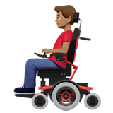 👨🏽‍🦼 Mann in Elektrischem Rollstuhl: Mittlere Hautfarbe Emoji von Apple
