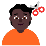 💇🏿 Person Getting Haircut: Dark Skin Tone, Emoji by Microsoft