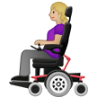👩🏼‍🦼 Woman in Motorized Wheelchair: Medium-Light Skin Tone, Emoji by Samsung