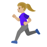 🏃🏼‍♀️ Woman Running: Medium-Light Skin Tone, Emoji by Google