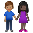 👩🏿‍🤝‍👨🏽 Woman and Man Holding Hands: Dark Skin Tone, Medium Skin Tone, Emoji by Samsung