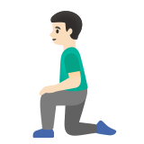🧎🏻‍♂️ Man Kneeling: Light Skin Tone, Emoji by Google