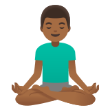 🧘🏾‍♂️ Man in Lotus Position: Medium-Dark Skin Tone, Emoji by Google