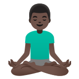 🧘🏿‍♂️ Man in Lotus Position: Dark Skin Tone, Emoji by Google