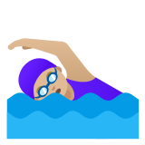 🏊🏼‍♀️ Пловчиха: Светлый Тон Кожи, смайлик от Google