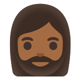 🧔🏾‍♀️ Woman: Medium-Dark Skin Tone, Beard, Emoji by Google