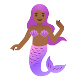 🧜🏾‍♀️ Meerjungfrau: Mitteldunkle Hautfarbe Emoji von Google