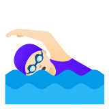 🏊🏻‍♀️ Woman Swimming: Light Skin Tone, Emoji by Google