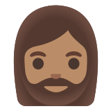 🧔🏽‍♀️ Woman: Medium Skin Tone, Beard, Emoji by Google