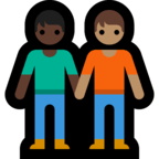 🧑🏽‍🤝‍🧑🏿 People Holding Hands: Medium Skin Tone, Dark Skin Tone, Emoji by Microsoft