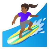 🏄🏾‍♀️ Серфингистка: Темный Тон Кожи, смайлик от Google