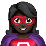 🦸🏿‍♀️ Woman Superhero: Dark Skin Tone, Emoji by Apple