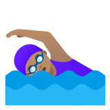🏊🏽‍♀️ Woman Swimming: Medium Skin Tone, Emoji by Google