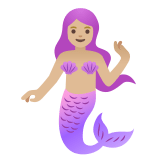 🧜🏼‍♀️ Sirène : Peau Moyennement Claire Emoji par Google