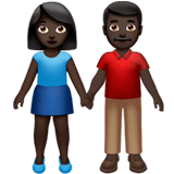 👫🏿 Woman and Man Holding Hands: Dark Skin Tone, Emoji by Apple