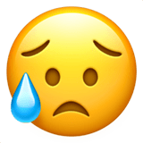 😥 Sad But Relieved Face, Emoji by Apple