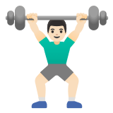 🏋🏻‍♂️ Man Lifting Weights: Light Skin Tone, Emoji by Google