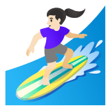 🏄🏻‍♀️ Woman Surfing: Light Skin Tone, Emoji by Google