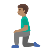 🧎🏽‍♂️ Man Kneeling: Medium Skin Tone, Emoji by Google