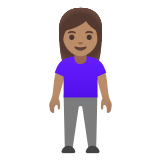 🧍🏽‍♀️ Woman Standing: Medium Skin Tone, Emoji by Google